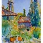 Painting tutor Hugh Tuckerman with his Italian paintings