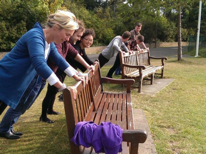 Flavours staff exercising in the park.
