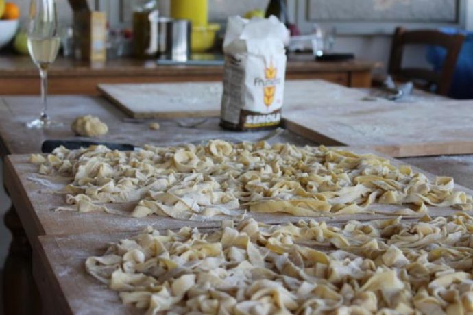 Fresh pasta made on cooking holiday in Tuscany.