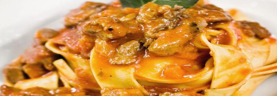 Delicious Tagliatelle served with wild boar ragu