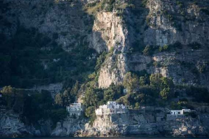 View of our beautiful holiday cliff-top villa, from the Amalfian sea.