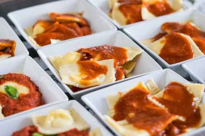 Home made Italian pasta ready to be served.