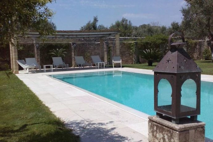 Outside swimming pool at our Puglia villa.