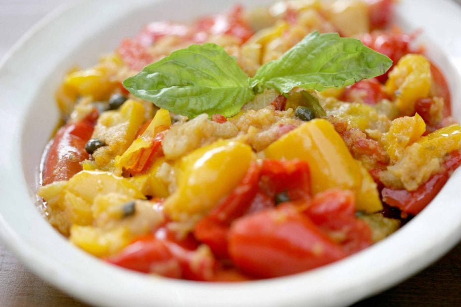 Delicious Sicilian dish Peperonata Con Capperi with recipe