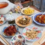 Pizza toppings prepared for Italian cooking class